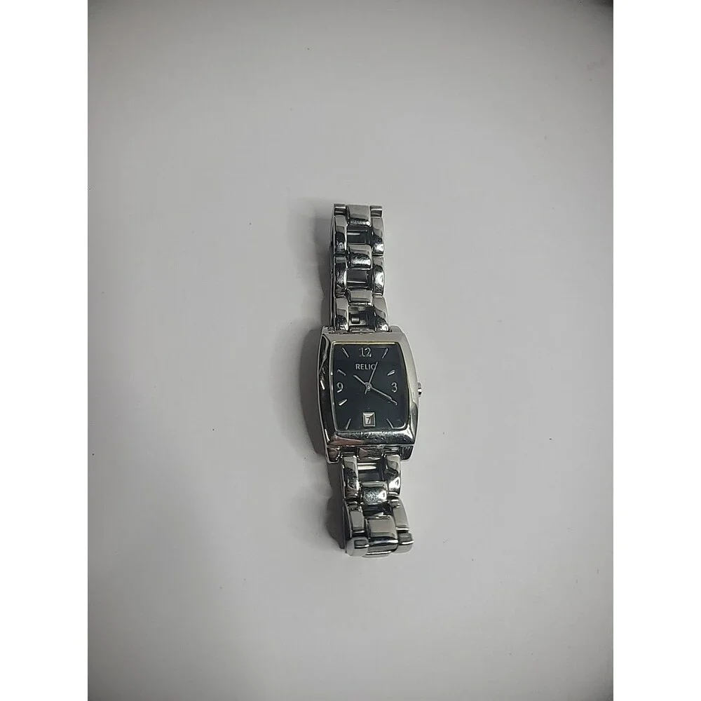 Vintage Relic Womens Wristwatch Watch Black Silver Tone‎ Date Analog